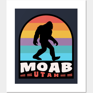 Moab Utah Bigfoot Sasquatch Arches Canyonlands Retro Sunset Posters and Art